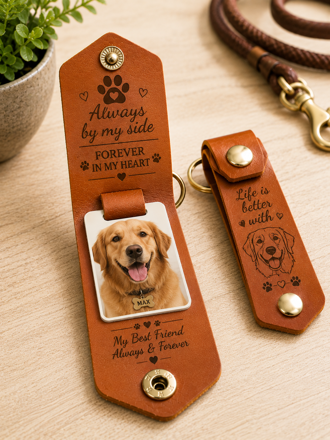 Personalized Leather Photo Keychain, Custom Picture Keyring, Engraved Family Gift, Photo Gift for Mom Dad, Anniversary Gift