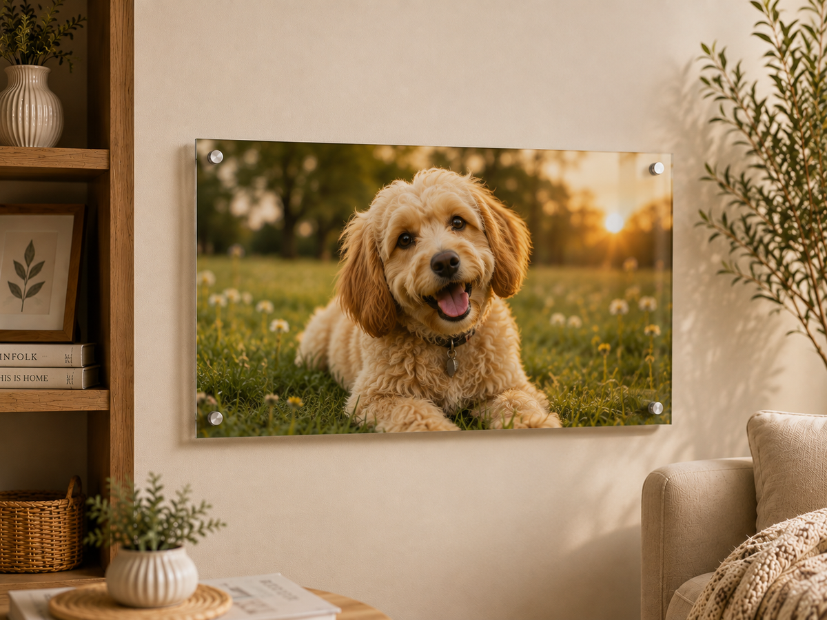 Personalized Pet Photo Glass Plaque, Custom Dog Cat Memorial Keepsake