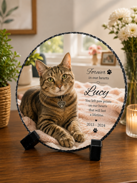 Personalized Pet Memorial Stone with Photo, Custom Dog or Cat Loss Gift, Engraved Pet Remembrance Keepsake