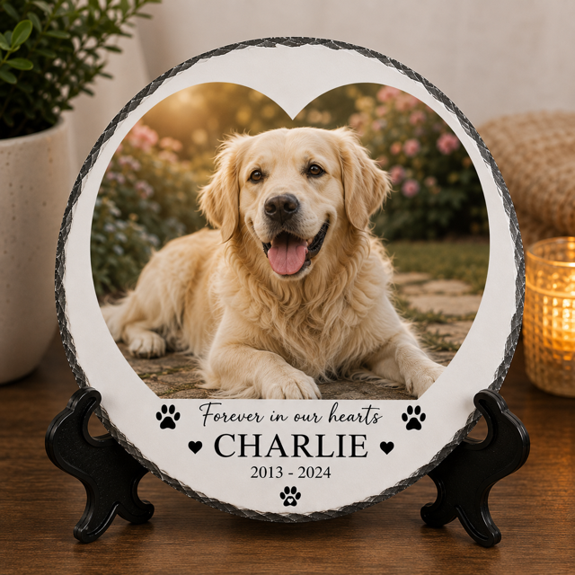 Personalized Pet Memorial Stone with Photo, Custom Dog or Cat Loss Gift, Engraved Pet Remembrance Keepsake