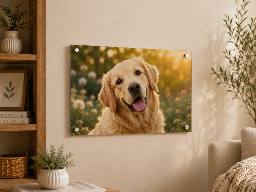 Personalized Pet Photo Glass Plaque, Custom Dog Cat Memorial Keepsake