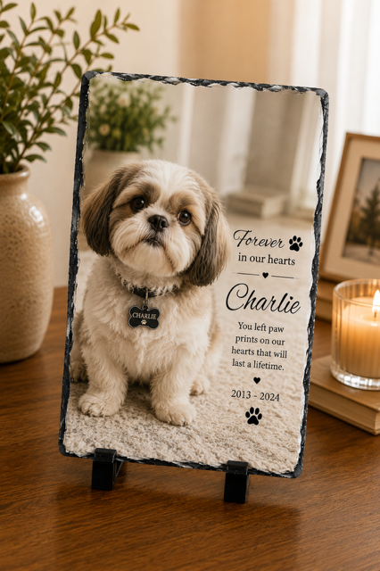 Personalized Pet Memorial Stone with Photo, Custom Dog or Cat Loss Gift, Engraved Pet Remembrance Keepsake
