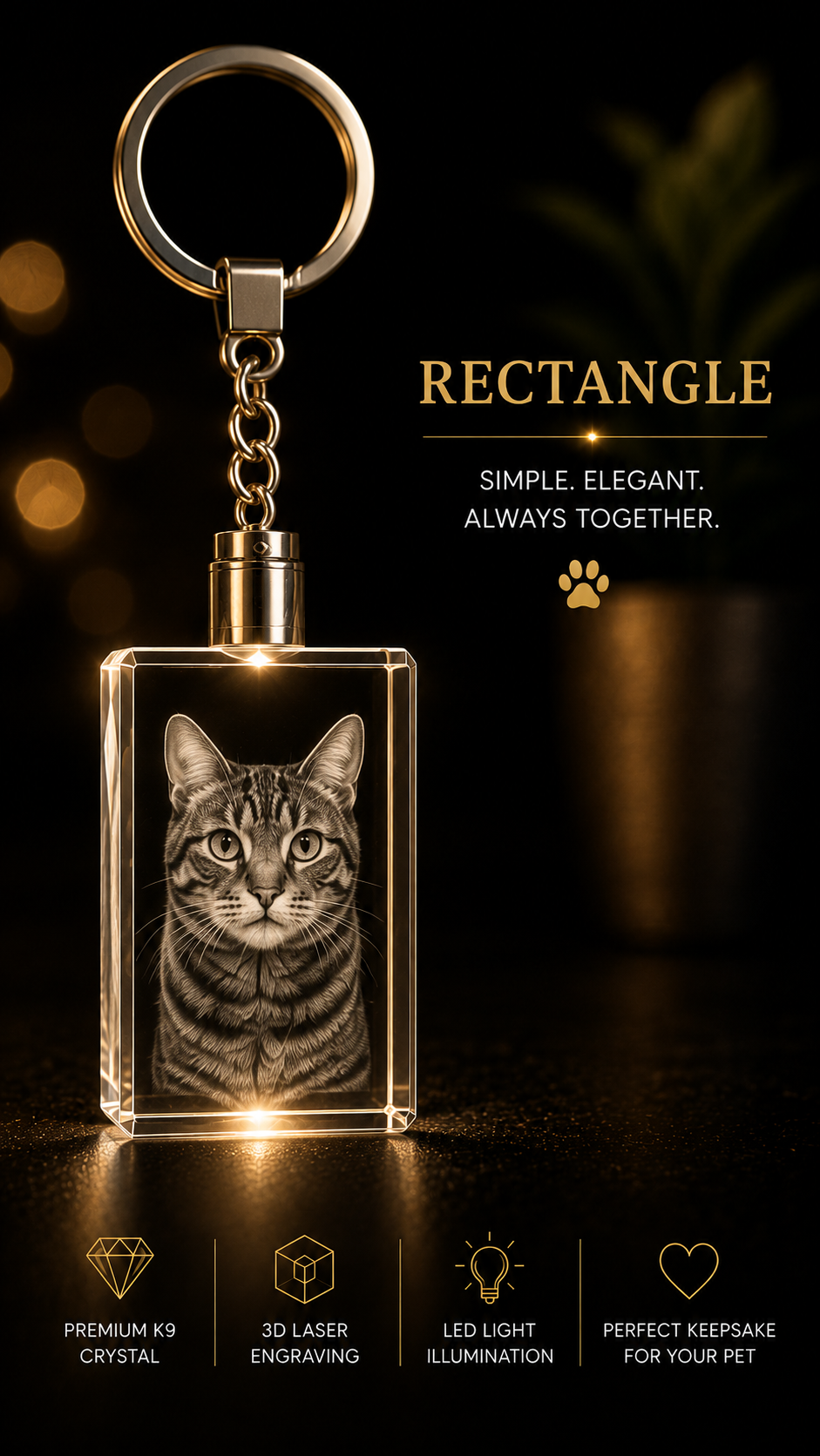 Personalized 3D Crystal Pet Photo Keychain – Custom Dog or Cat Keepsake