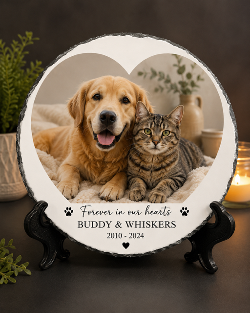 Personalized Pet Memorial Stone with Photo, Custom Dog or Cat Loss Gift, Engraved Pet Remembrance Keepsake