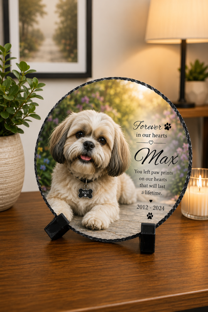 Personalized Pet Memorial Stone with Photo, Custom Dog or Cat Loss Gift, Engraved Pet Remembrance Keepsake